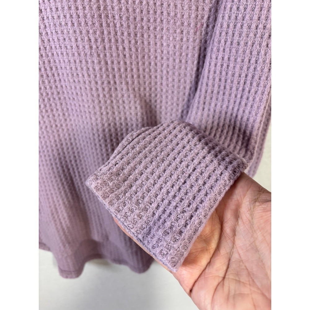 American Eagle Womens Small Purple Waffle Knit Long‎ Sleeve Thermal Top Raglan - Picture 3 of 7